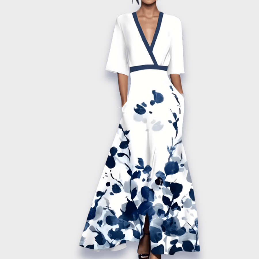Catherine - Elegant Floral A-Line Dress