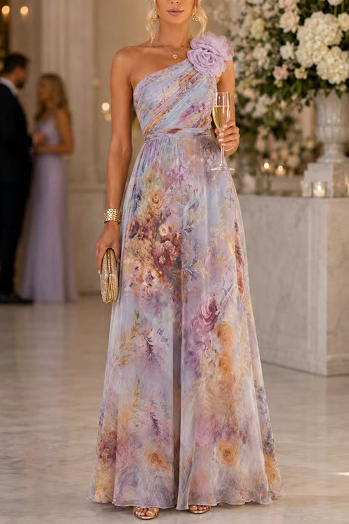 Margovil Sleeveless High Waist Floral Print Maxi Dress