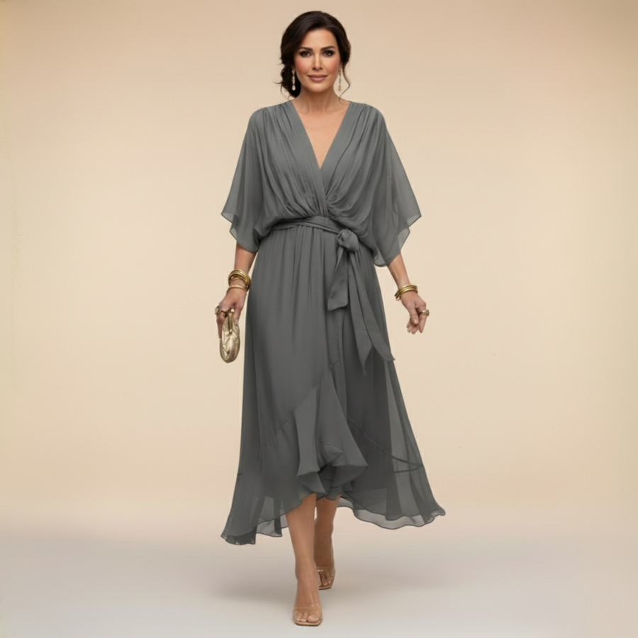 Tilly - Elegant V-Neck Chiffon Dress