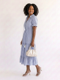 Verity – Short Sleeve Striped Tiered Midi Dress