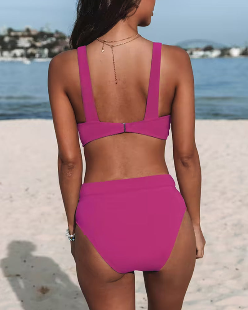 Viane - Plain High-Waisted Swimsuit