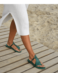Klara – Croc-Effect Toe-Post Sandals with Buckle Strap