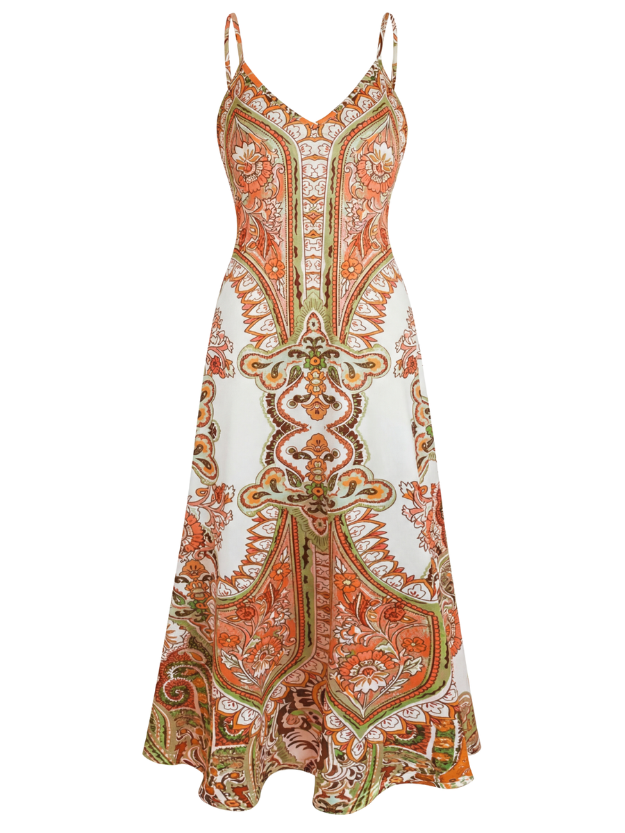 Ottoline - Boho Floral Print Sleeveless Dress