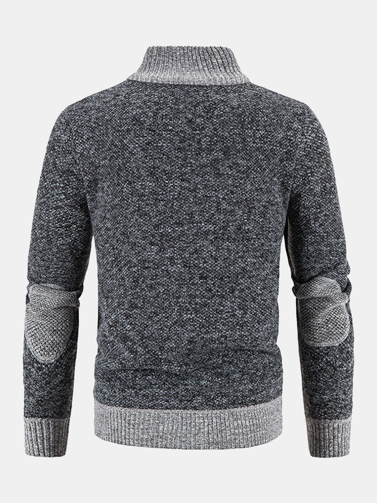 Camden | Zip Up Faux Suede Patchwork Sweater