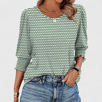 Solara | Elegant Smocked Top Green Floral Pattern