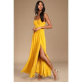Dress Cause For Commotion Golden Yellow Pleated Bustier Maxi Dress
