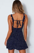 Sexy High Waist V Neck Print Ruffled Strap Dress