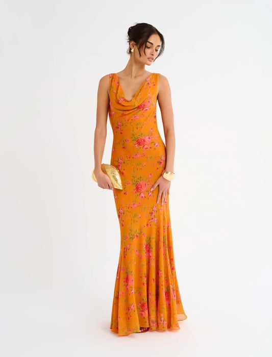 Hollywood Gown Tangerine Bloom