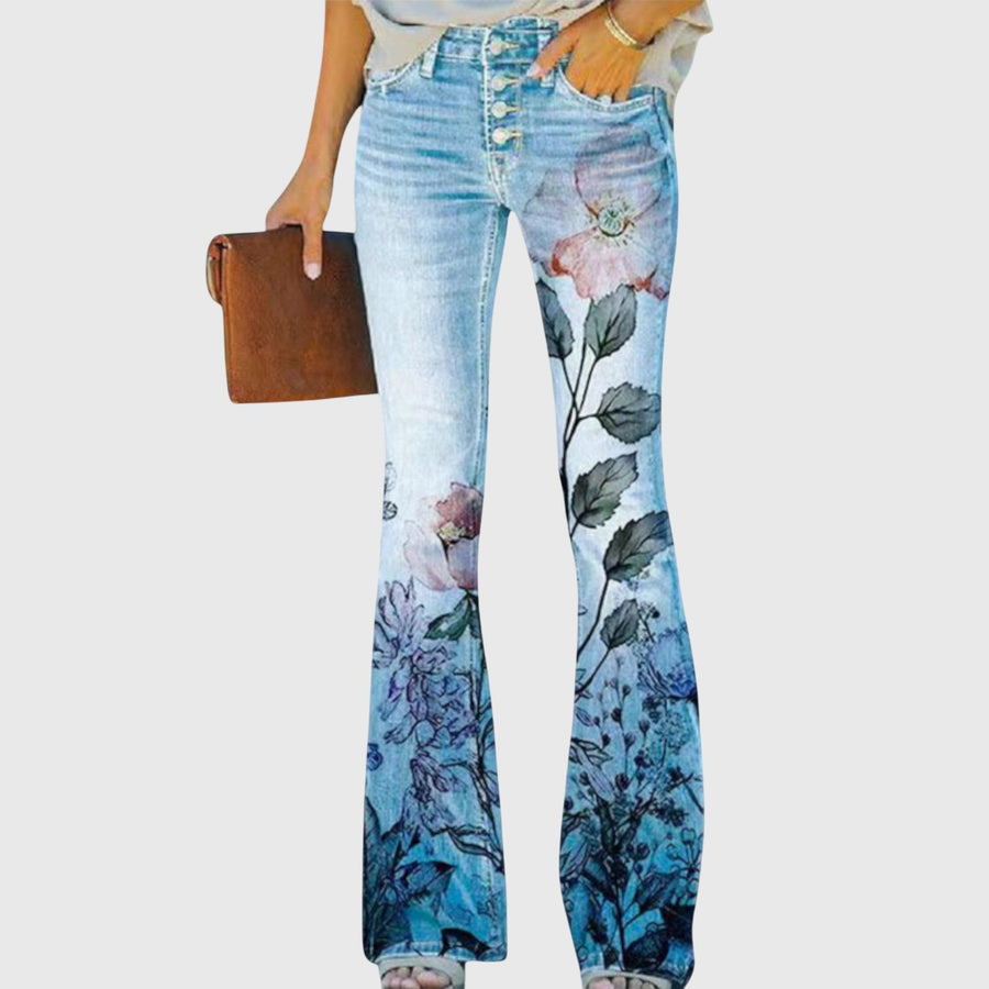 Pants With Flowers Blue Flower