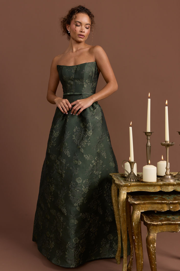 Deep Olive Jacquard Dress