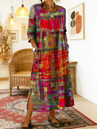 Thessaly - Ethnic Patchwork Denim Dress