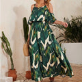 Leave Print Maxi Dress Color: Cream Green Size: Xl