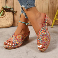 Bellamy - Floral Chunky Heel Sandals