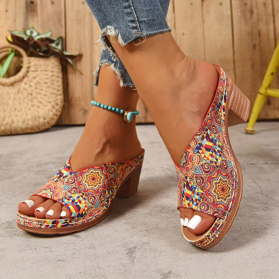Bellamy - Floral Chunky Heel Sandals