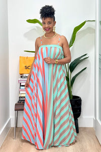 Mixed Stripe Colorblock Maxi Dress Small (0 4)