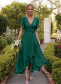Missacc Dark Green Bridesmaid A Line V Neck Sleeveless Chiffon
