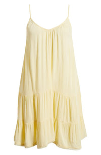 Tiered Crinkle Cover Up Dress In Yellow Pale At