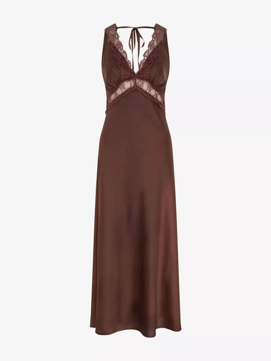 Omnes Aurelia Lace Trim Satin Maxi Dress Selfridges.com