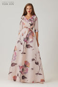 Taffeta Digital Print Collar Shirt Gown Blush Multi