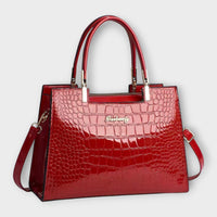 Olivia - Glossy Crocodile Pattern Handbag Red