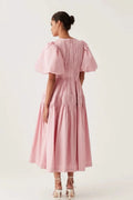 Fallingwater Ruched Midi Dress Pink