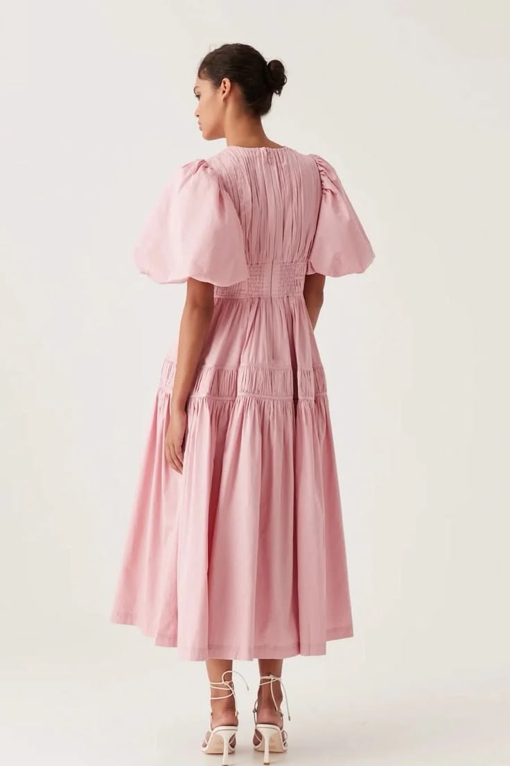 Fallingwater Ruched Midi Dress Pink