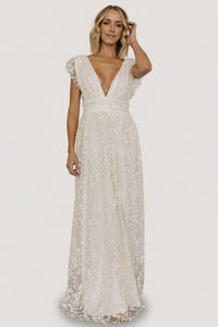 Womens Arlene Shimmer Gown Ivory Size: 1Xl