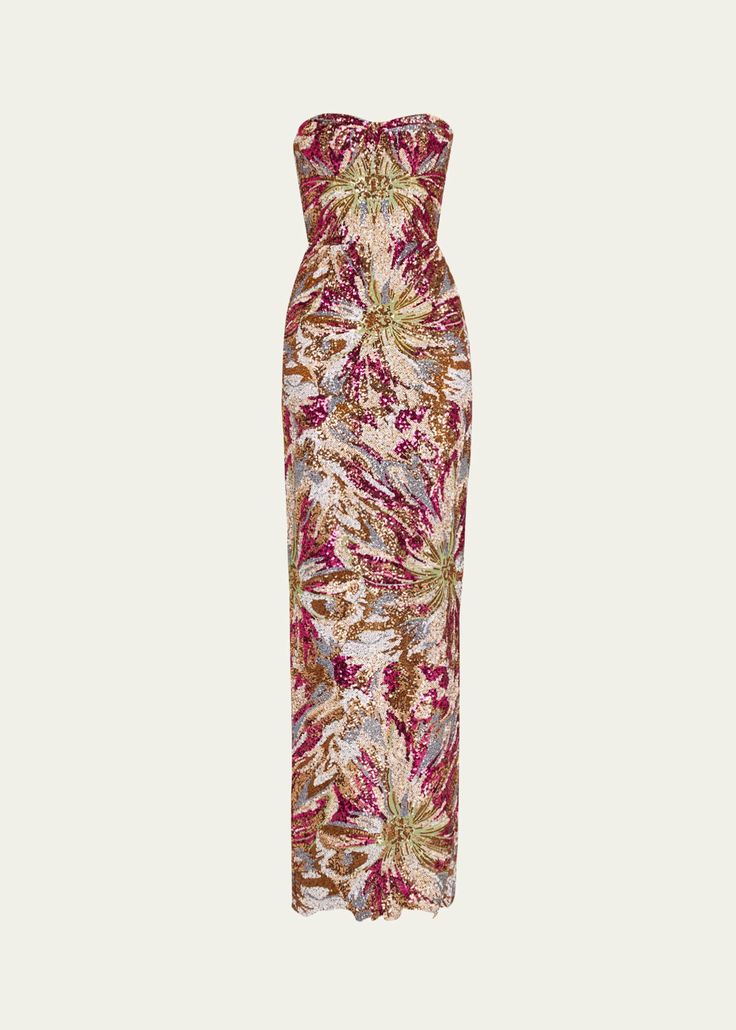 Bronx Banco - Dahlia Strapless Embroidered Sequin Gown