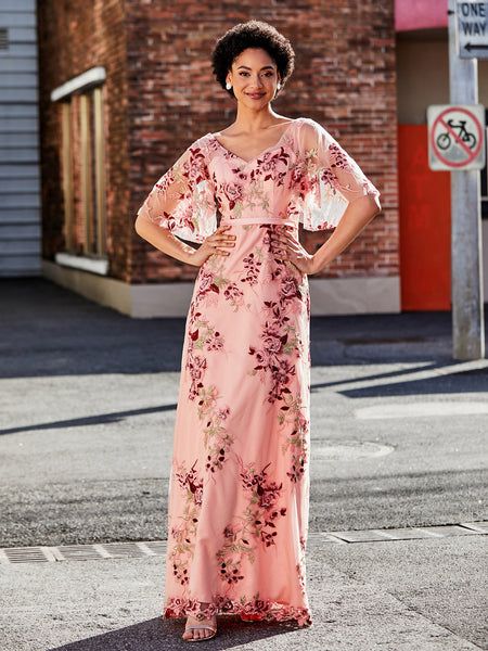 Tulle Lace As Picture Prom Dress A Line V Neck Half Sleeve Appliqued