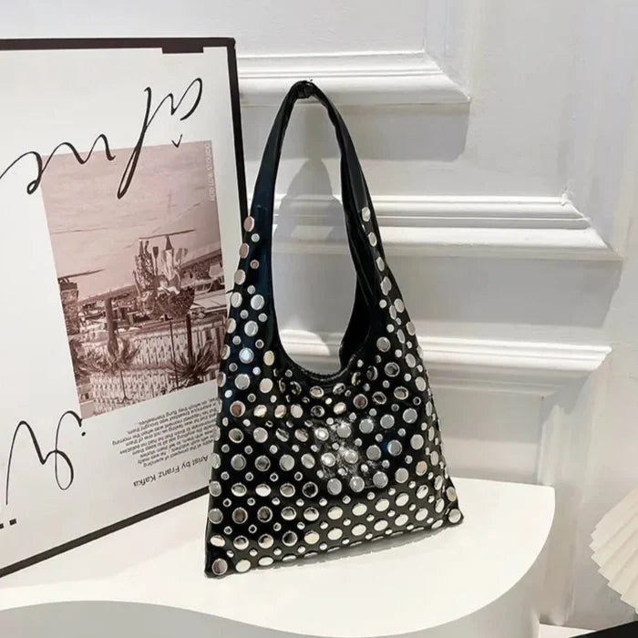 Mariela Metallic Studded Shoulder Bag