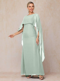 Floor Length Short Sleeves Chiffon Mother Of The Bride Dress