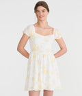 Aeropostale Womens' Floral Sweetheart Fit & Flare Mini Dress White