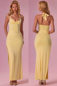 Jersey Corset Bridesmaid Dress In Butter Yellow