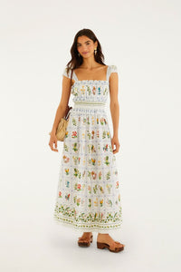 Off White Tropical Porcelain Organic Cotton Maxi Dress Tropical