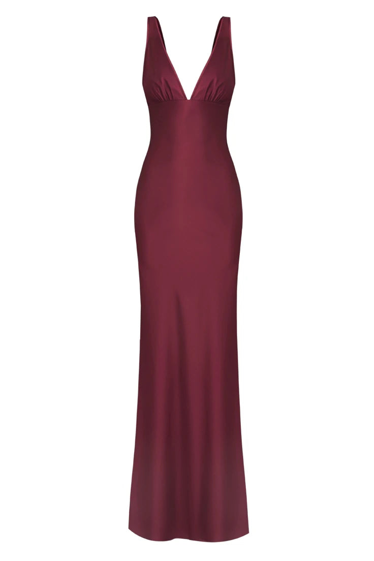 Cult Mia X Stolen Stores Classic Maxi Slip Dress IN Burgundy