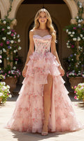 Long Prom Dress: PromGirl Exclusive 250123C Pink Print