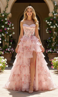 Long Prom Dress: PromGirl Exclusive 250123C Pink Print