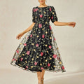 Msglamour Dress Nwt Black Floral Midi Dress Color: Black Pink Size: L