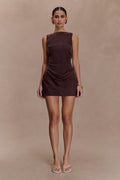 Bexley Draped Mini Dress Dark Chocolate