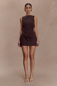 Bexley Draped Mini Dress Dark Chocolate