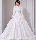 Elegant White Bridal Gown, Modest Wedding Dress, Long Sleeve Wedding