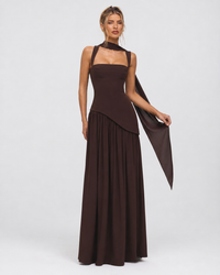 Kirsty – Corset Maxi Dress with Scarf