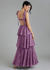 A Line Sweetheart Ankle Length Floral Burnout Bridesmaid Dress