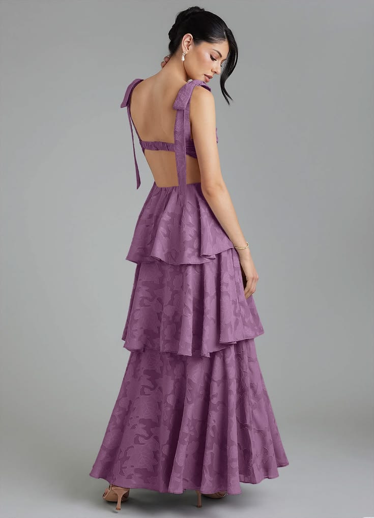 A Line Sweetheart Ankle Length Floral Burnout Bridesmaid Dress