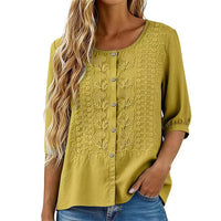 Sarah - Embroidered Cotton and Linen Blouse
