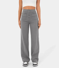 Elvren Button-Front Straight Trousers