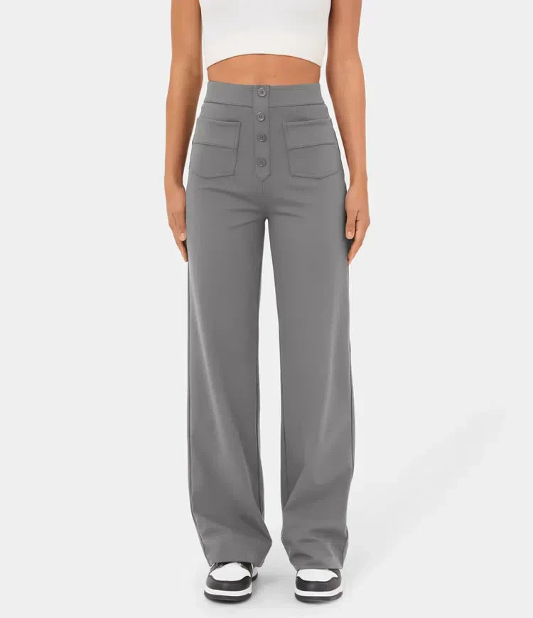 Elvren Button-Front Straight Trousers