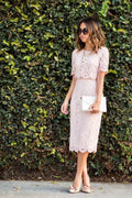 Pink Column 1 2 Sleeve Summer Homecoming Dress