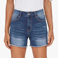 Bianca High-Waisted Frayed Denim Shorts