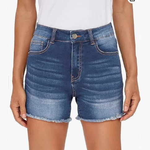 Bianca High-Waisted Frayed Denim Shorts